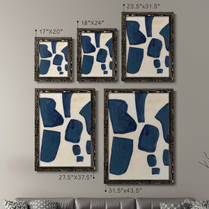 Blue Pieces I - Barnwood Framed Canvas Set