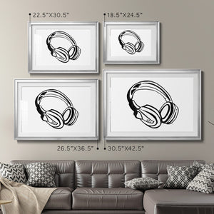 Headphones Sketch - Modern Framed Art Print