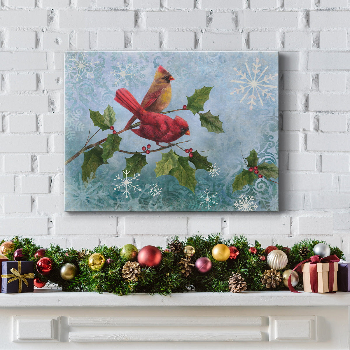 Winter Cardinal Duet I - Premium Gallery Wrapped Canvas  - Ready to Hang