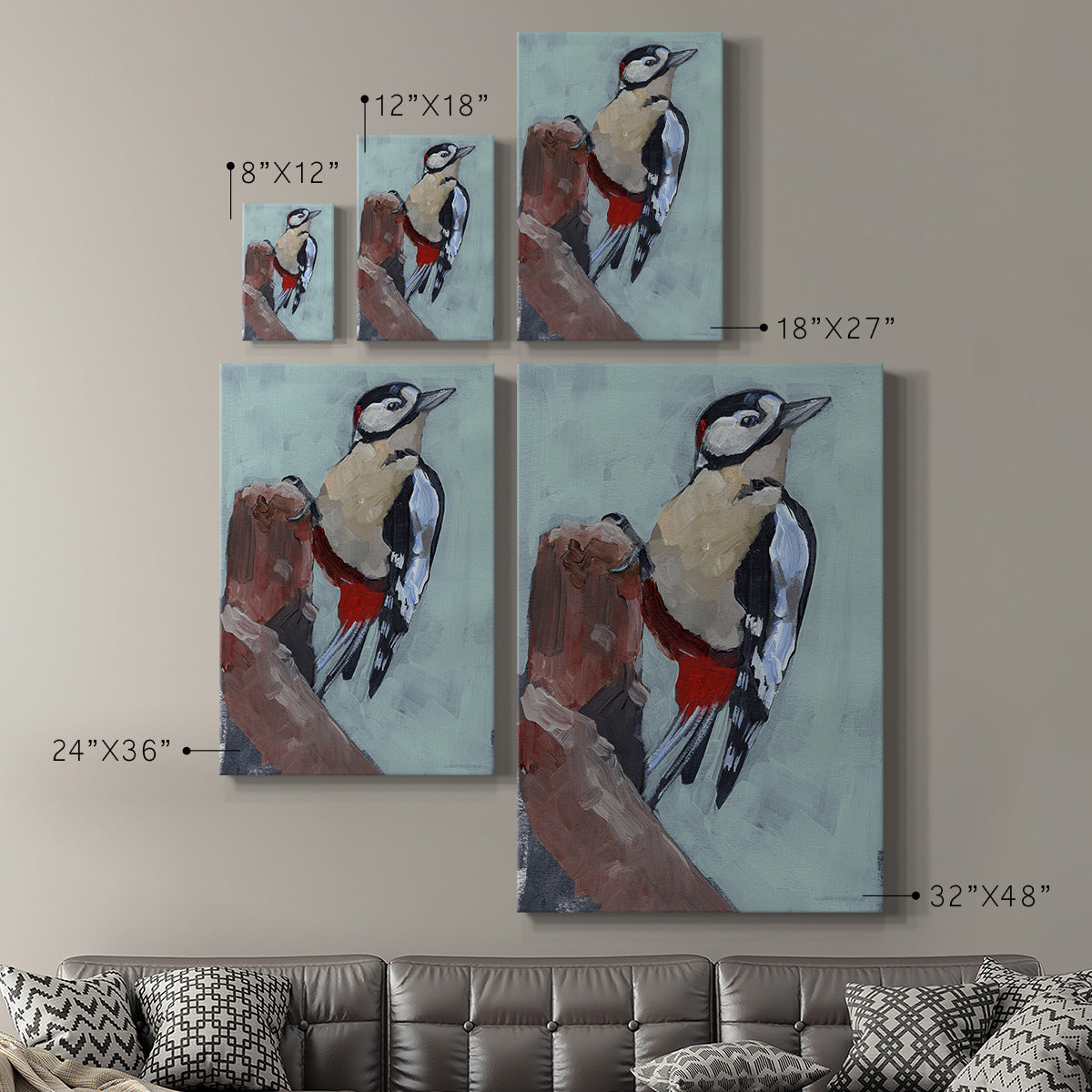 Woodpecker Paintstrokes II Premium Gallery Wrapped Canvas - Ready to Hang