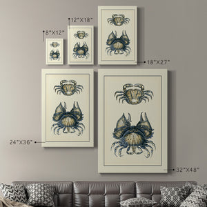 Antique Blue Crabs I Premium Gallery Wrapped Canvas - Ready to Hang