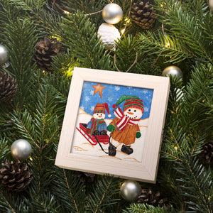 Snowmen Sledding, Handmade Ornament
