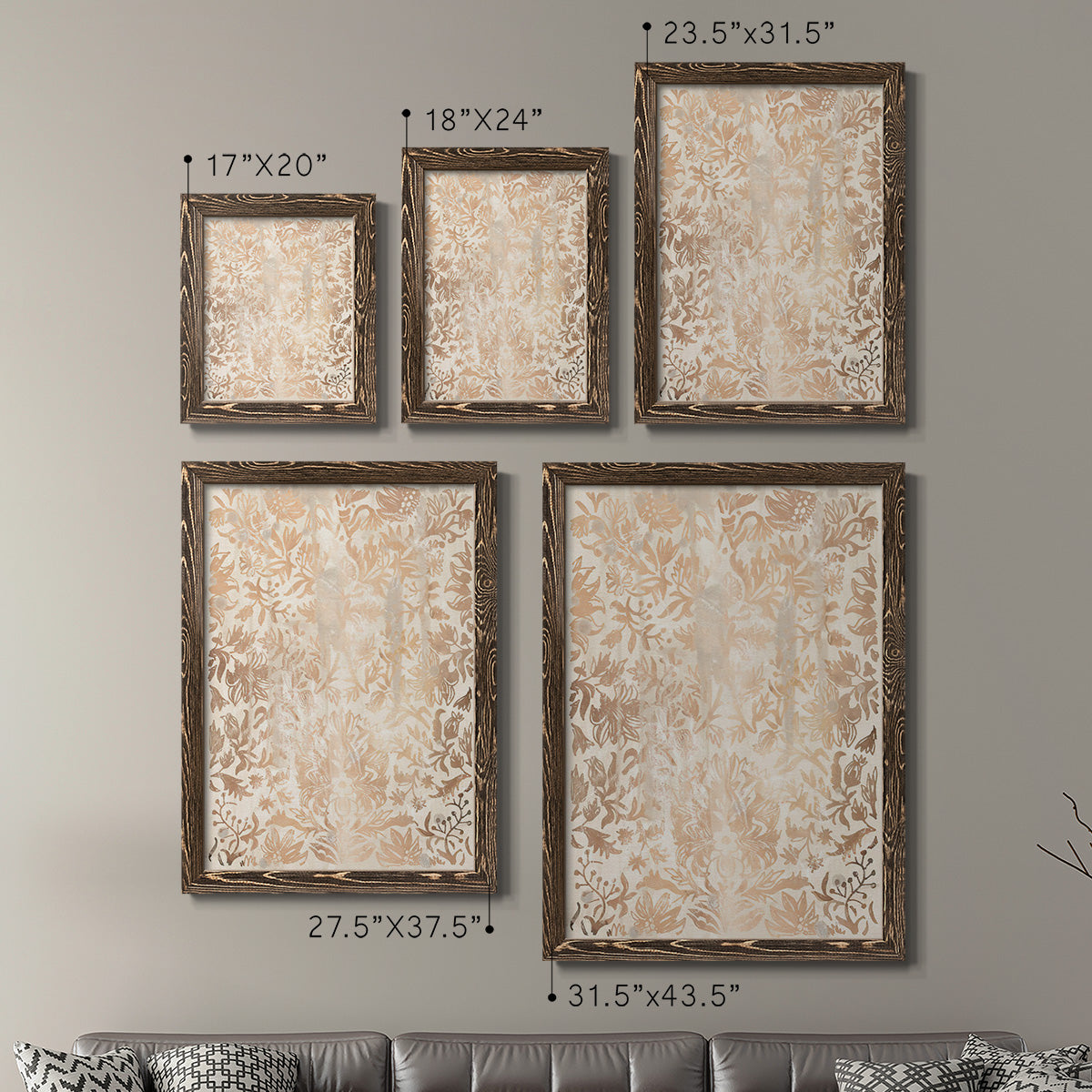 Walnut Damask I - Premium Framed Canvas 2 Piece Set - Ready to Hang