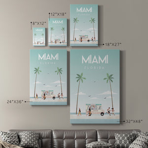 Illustrated Miami Beach I Premium Gallery Wrapped Canvas - Ready to Hang
