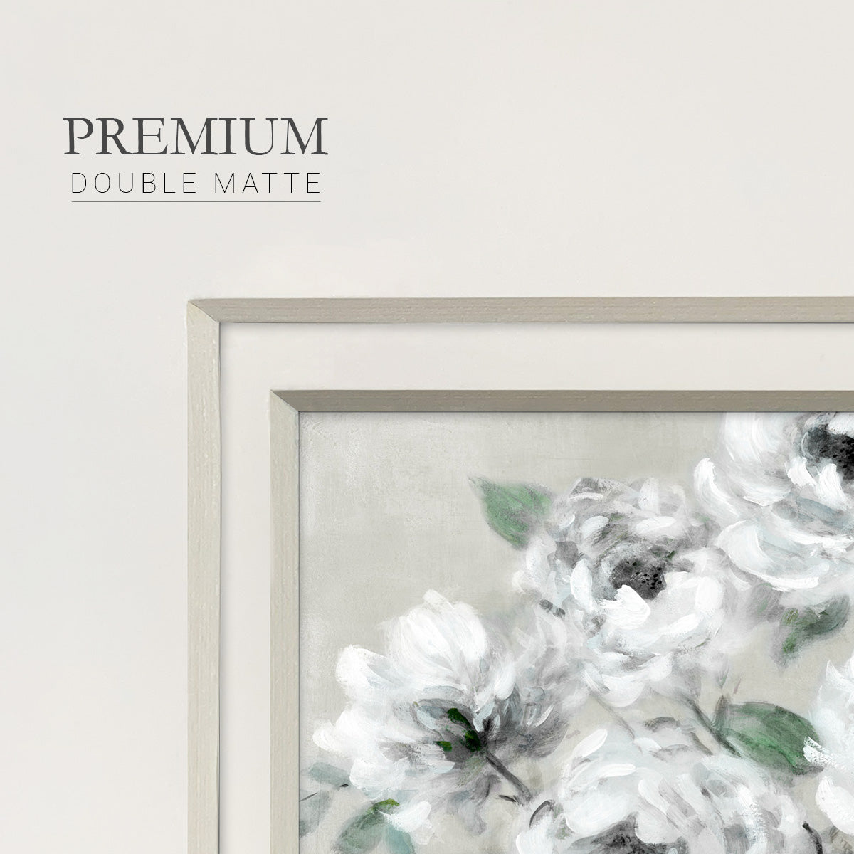 Tender White Roses Premium Framed Print Double Matboard