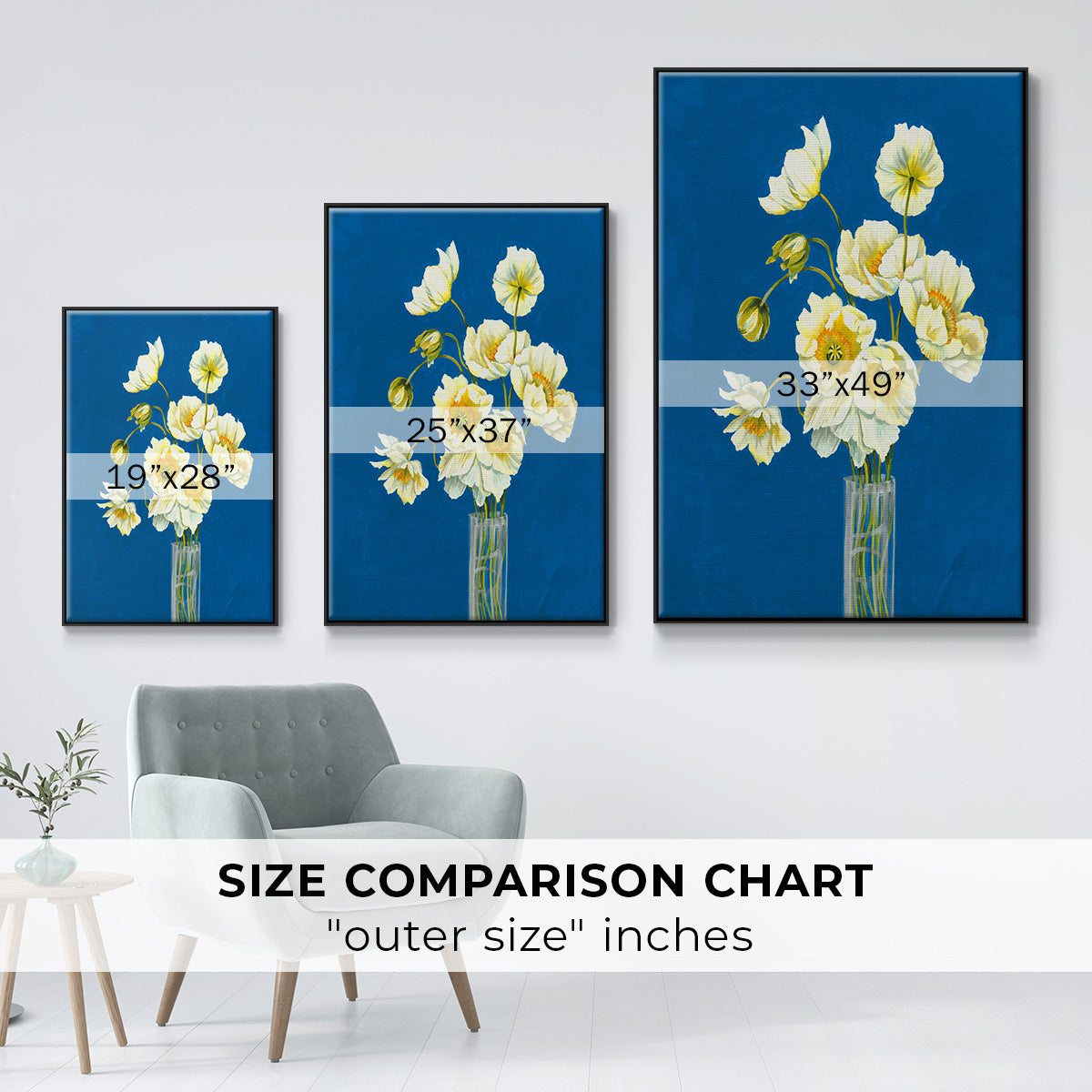 Ice Poppies - Framed Premium Gallery Wrapped Canvas L Frame - Ready to Hang