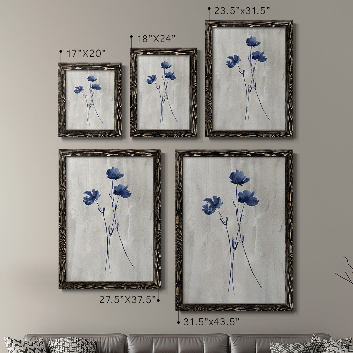 Indigo Botanical III - Premium Framed Canvas 2 Piece Set - Ready to Hang