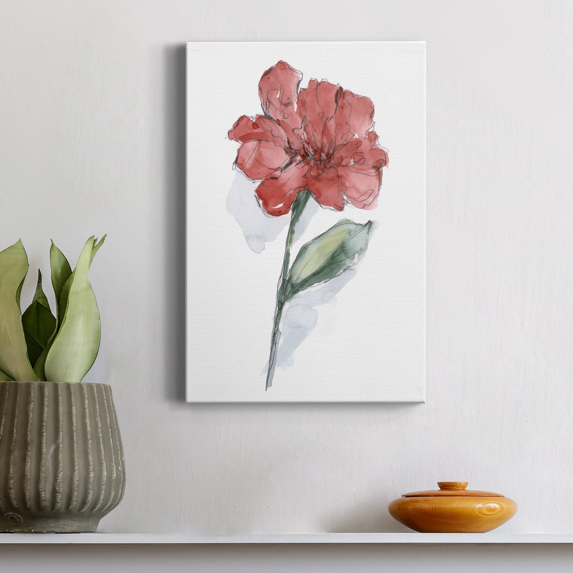 Watercolor Floral Contour IV Premium Gallery Wrapped Canvas - Ready to Hang
