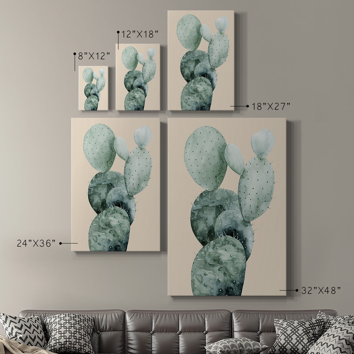 Cactus on Coral I Premium Gallery Wrapped Canvas - Ready to Hang