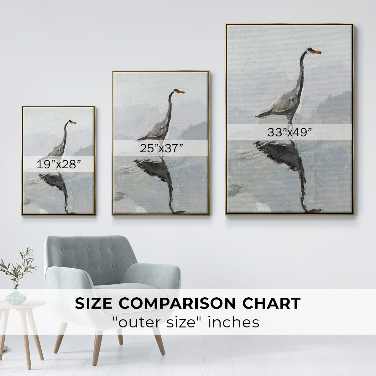 Heron - Framed Premium Gallery Wrapped Canvas L Frame - Ready to Hang