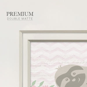 Floral Sloth Premium Framed Print Double Matboard