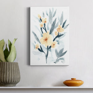 Indigo & Blush Bouquet I Premium Gallery Wrapped Canvas - Ready to Hang