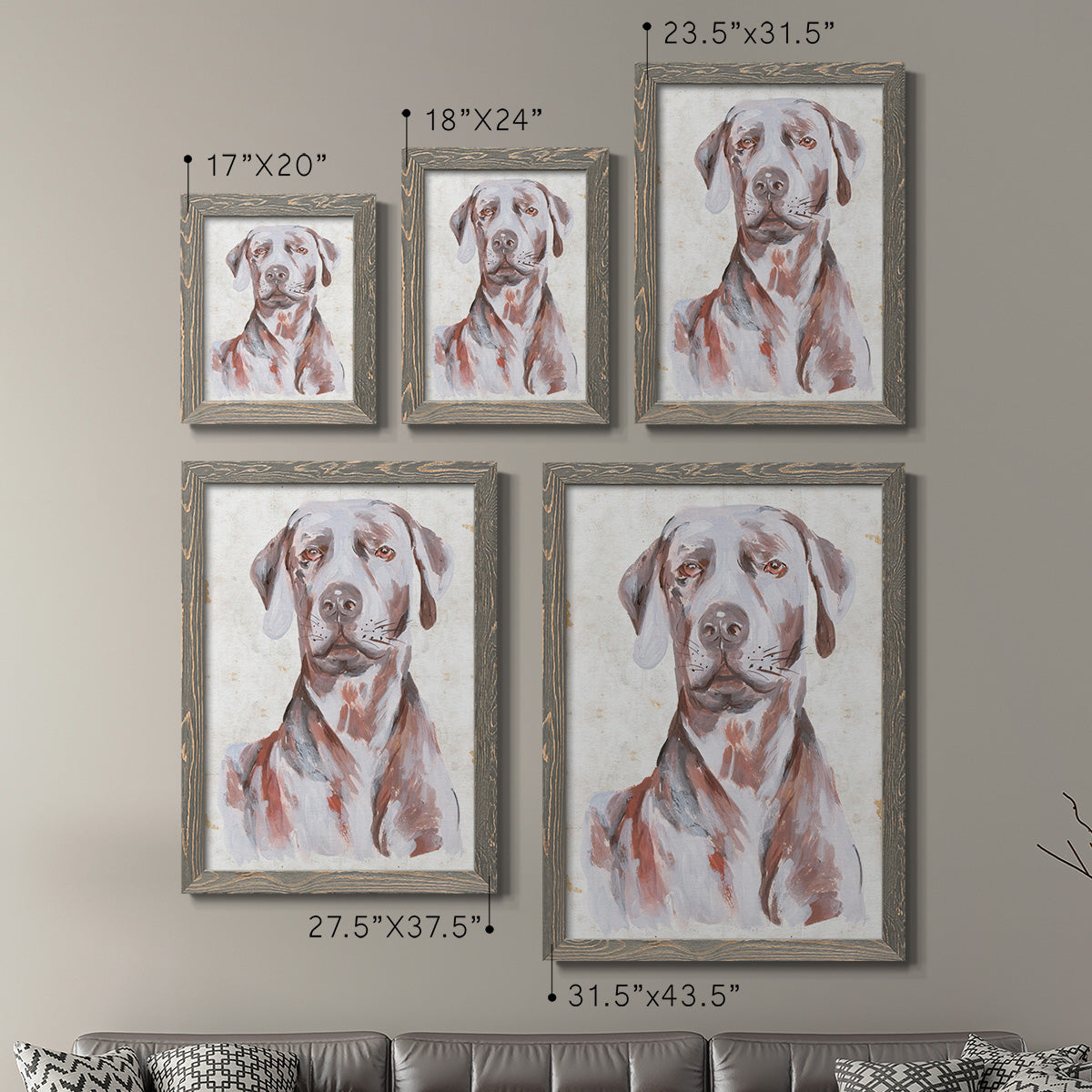 Sitting Dog I - Premium Framed Canvas 2 Piece Set - Ready to Hang