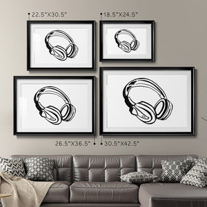 Headphones Sketch - Modern Framed Art Print
