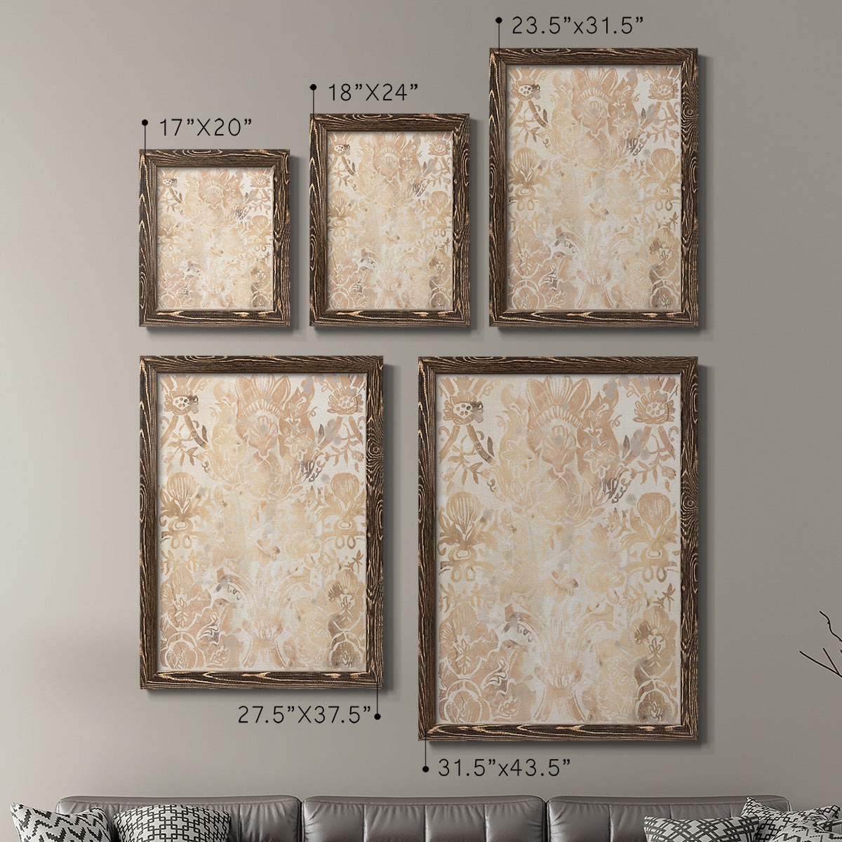 Walnut Damask III - Premium Framed Canvas 2 Piece Set - Ready to Hang