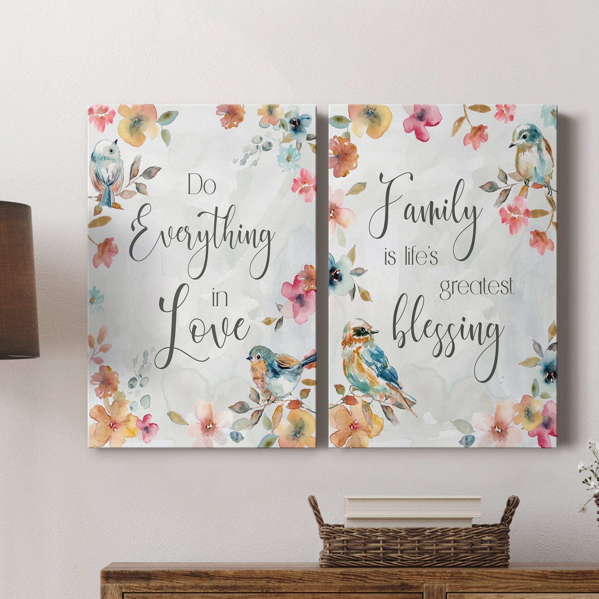 Spring Bird Love Premium Gallery Wrapped Canvas - Ready to Hang - Set of 2 - 8 x 12 Each