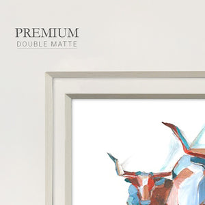 Modern Longhorns I Premium Framed Print Double Matboard