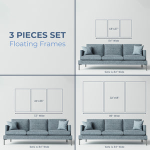 Square Bluff I - Framed Premium Gallery Wrapped Canvas L Frame 3 Piece Set - Ready to Hang