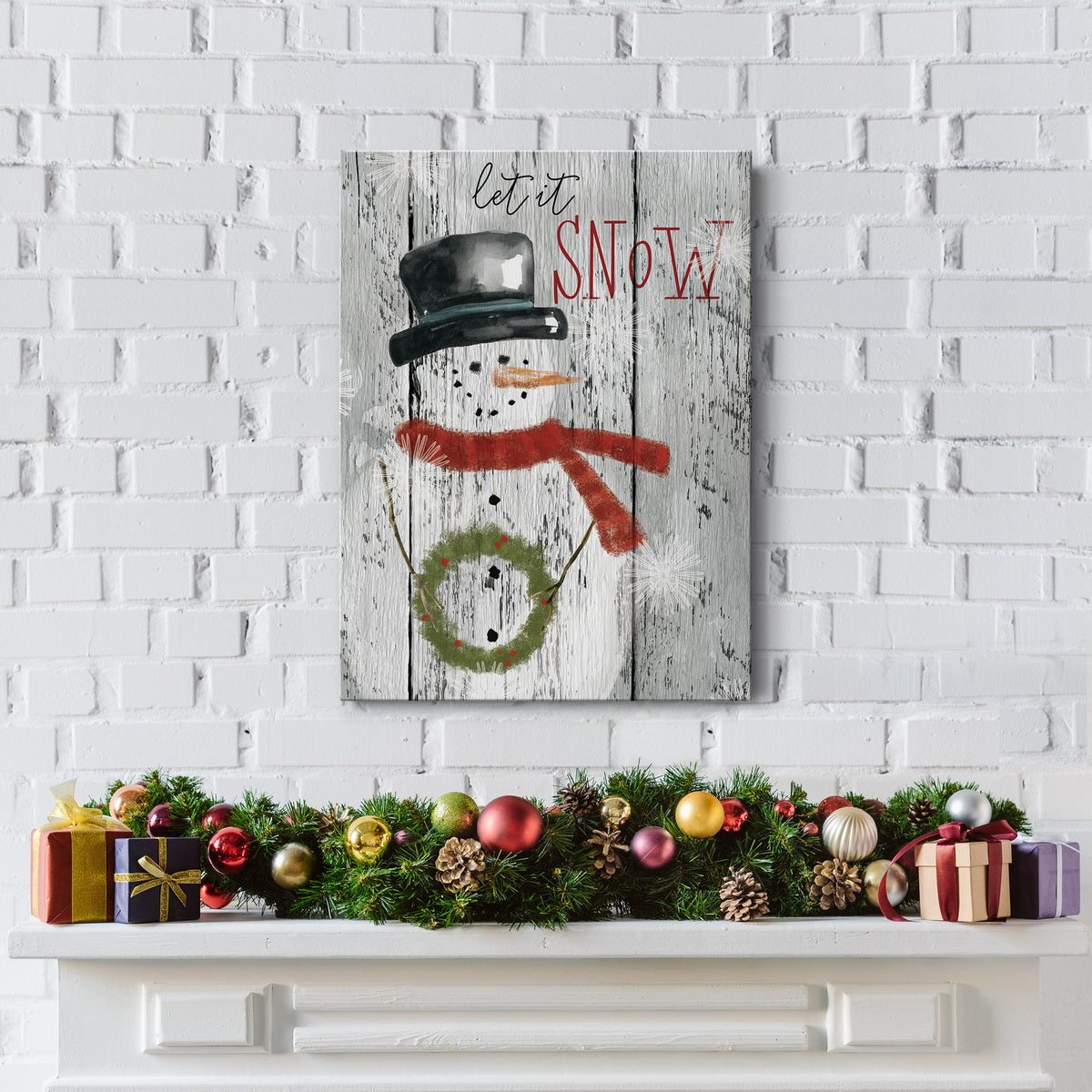 Let It Snow Snowman Premium Gallery Wrapped Canvas - Ready to Hang