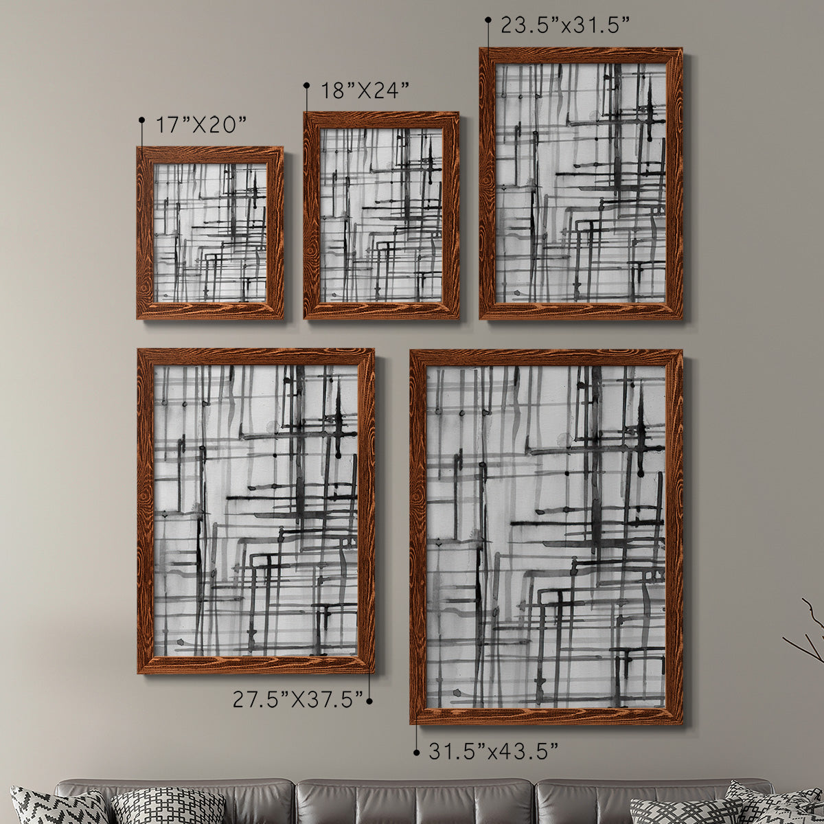 Line Meditation I - Premium Framed Canvas 2 Piece Set - Ready to Hang