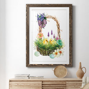 Spring Chick Basket - Barnwood Framed Art Print
