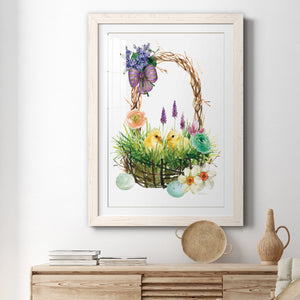 Spring Chick Basket - Barnwood Framed Art Print