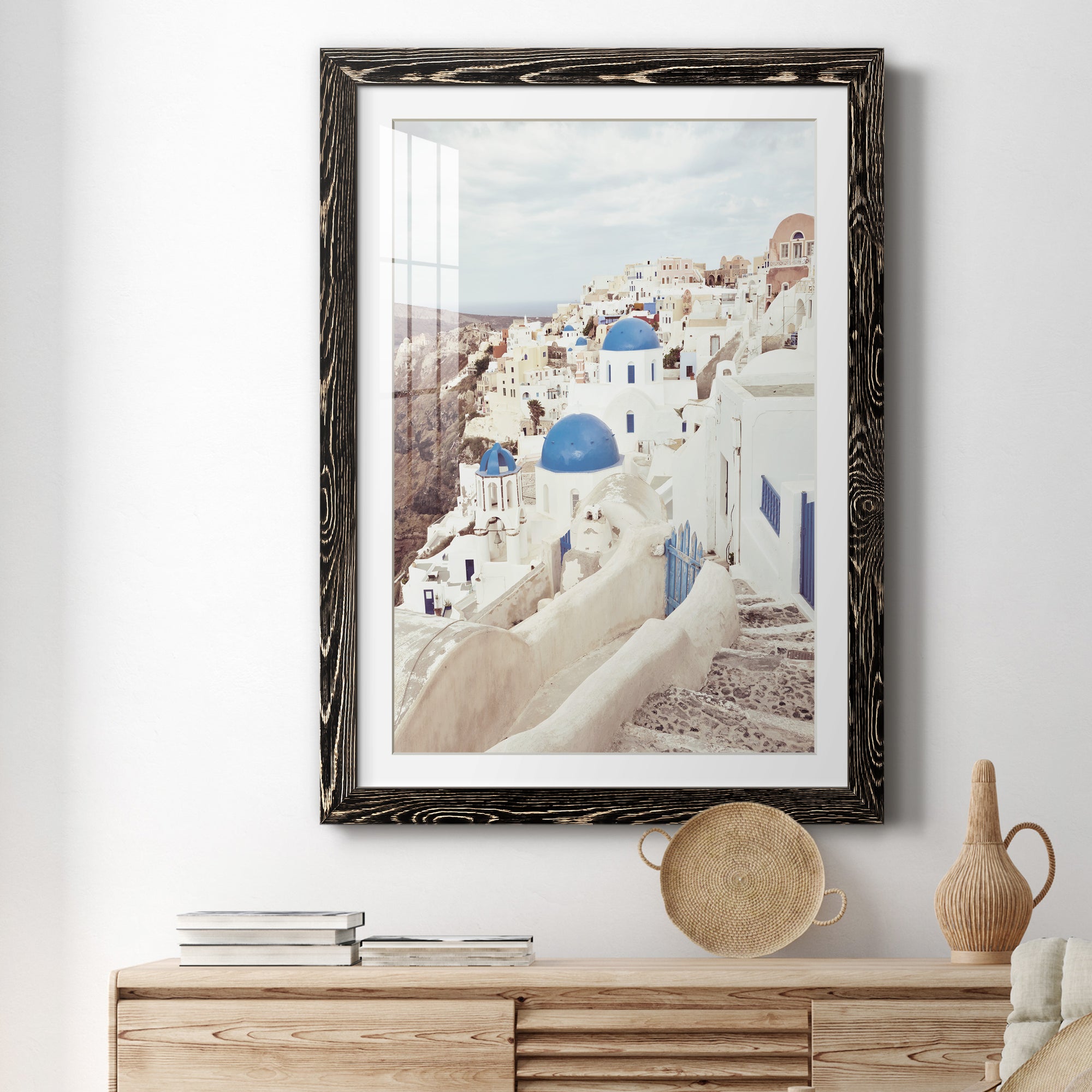 Santorini - Premium Framed Print - Distressed Barnwood Frame - Ready to Hang