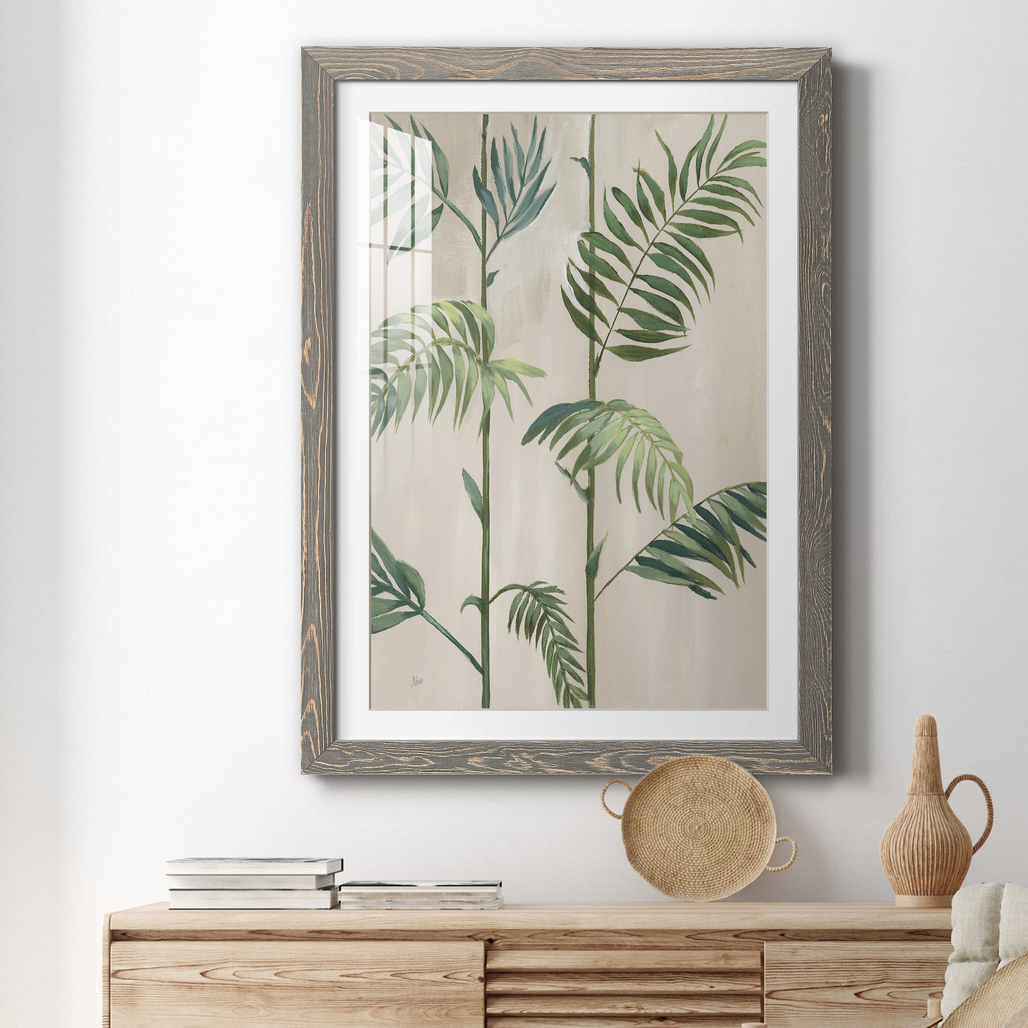 Modern Fronds I - Barnwood Framed Art Print