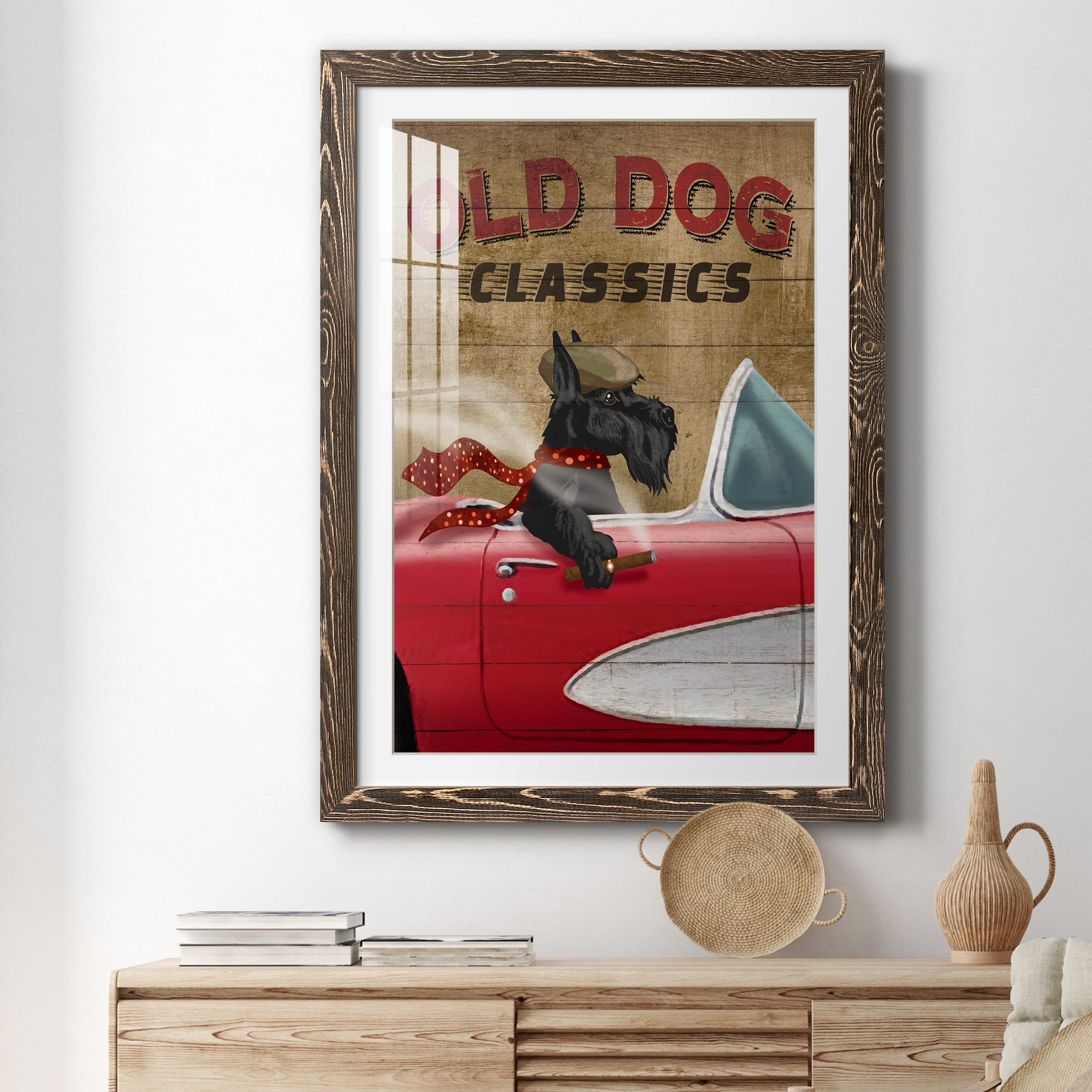 Old Dog Classics - Premium Framed Print - Distressed Barnwood Frame - Ready to Hang