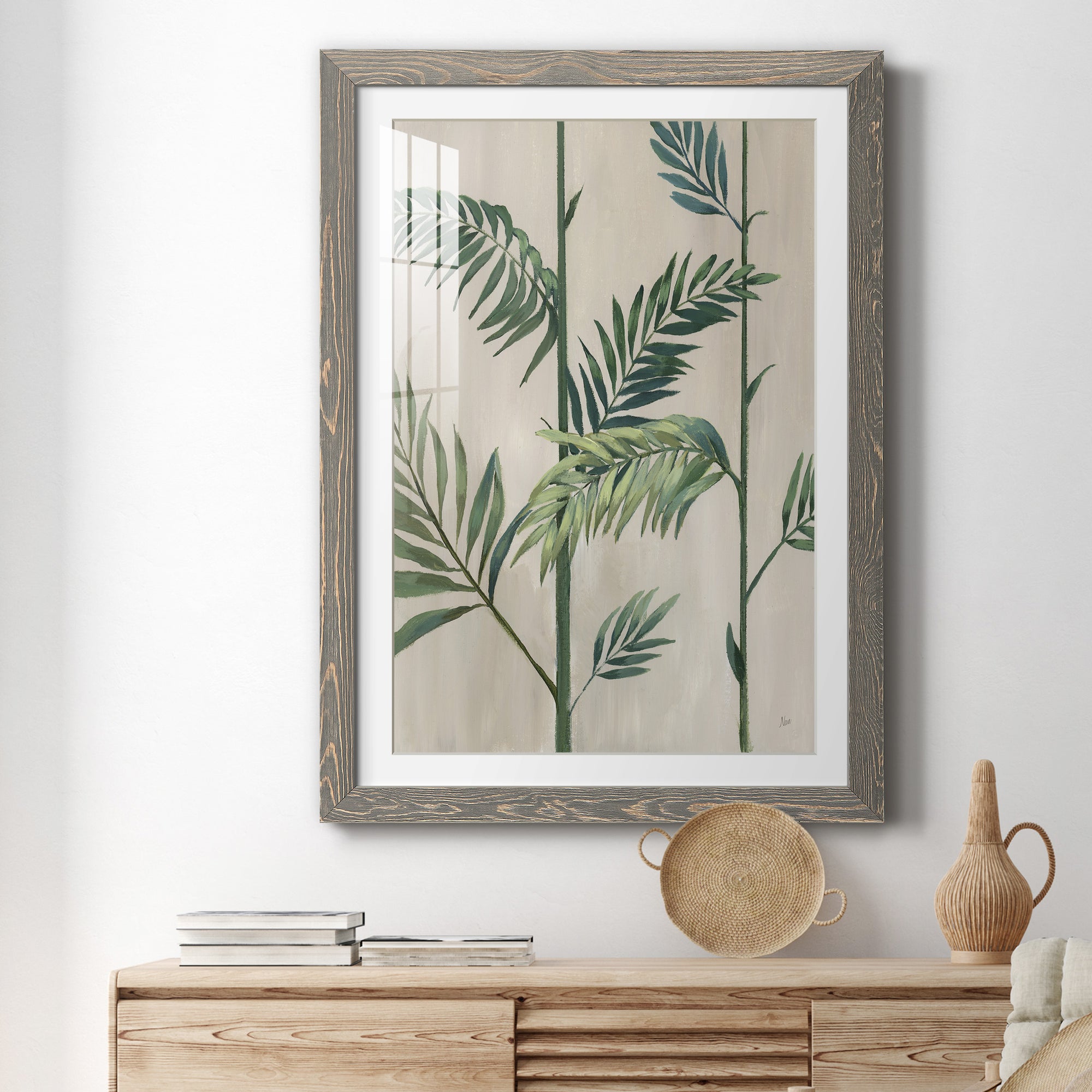 Modern Fronds II - Barnwood Framed Art Print