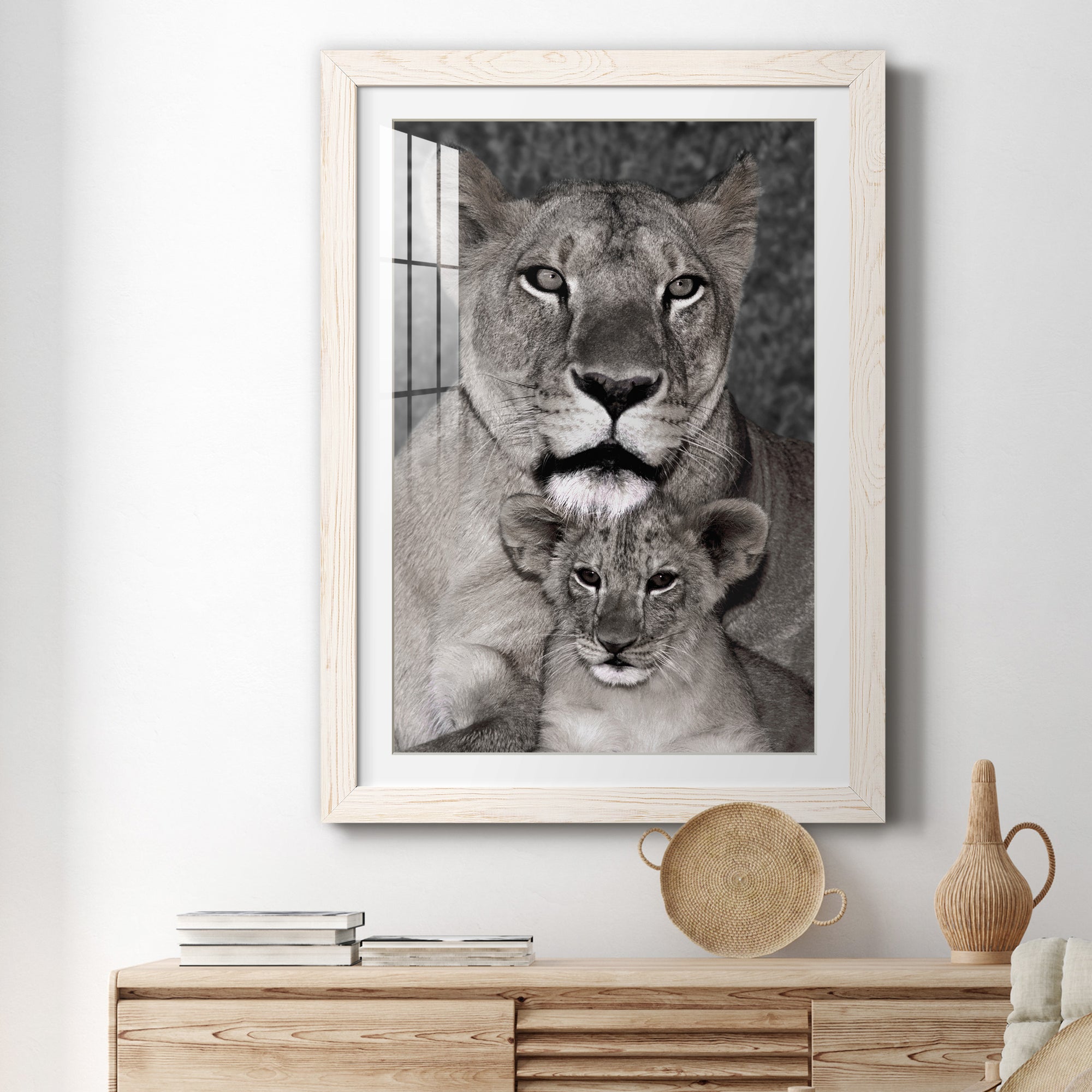 Lioness and Cub - Barnwood Framed Art Print