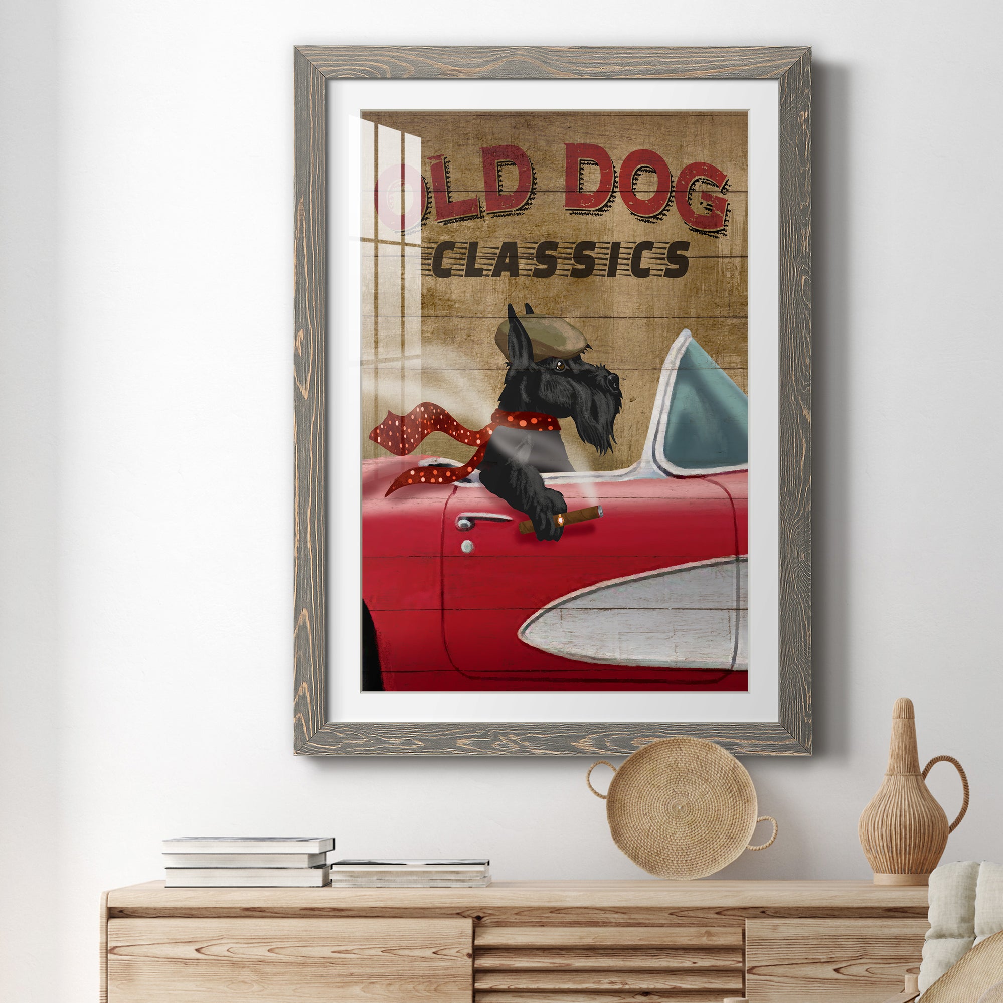 Old Dog Classics - Premium Framed Print - Distressed Barnwood Frame - Ready to Hang