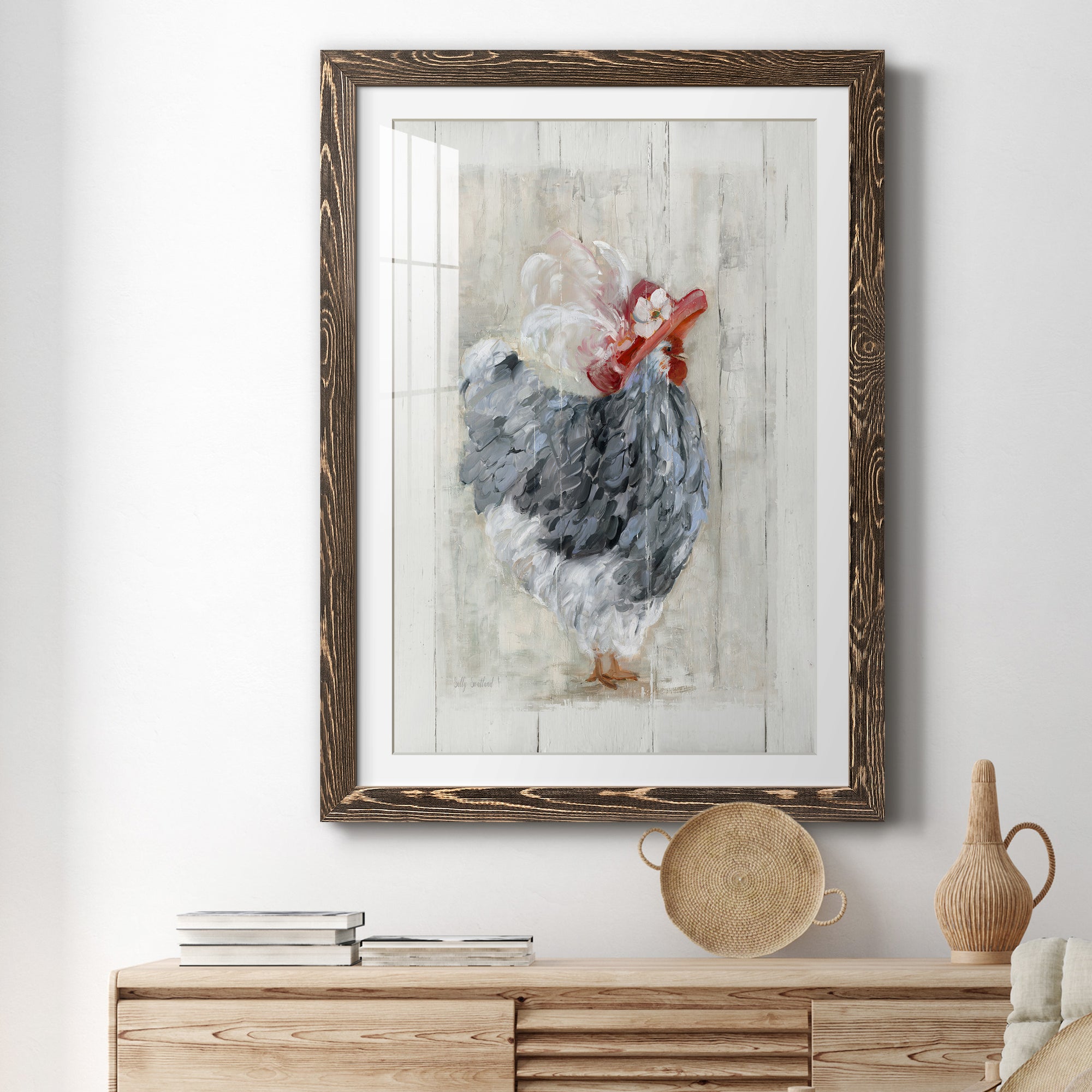 Sunday Best Hen - Barnwood Framed Art Print