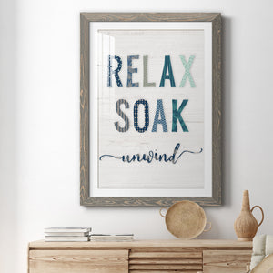Relax Soak Unwind - Barnwood Framed Art Print