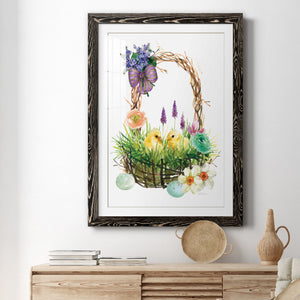 Spring Chick Basket - Barnwood Framed Art Print