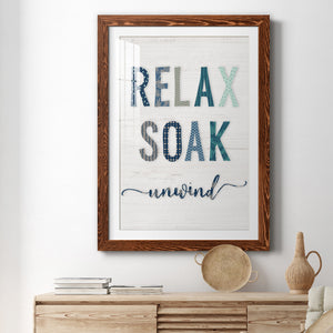 Relax Soak Unwind - Barnwood Framed Art Print