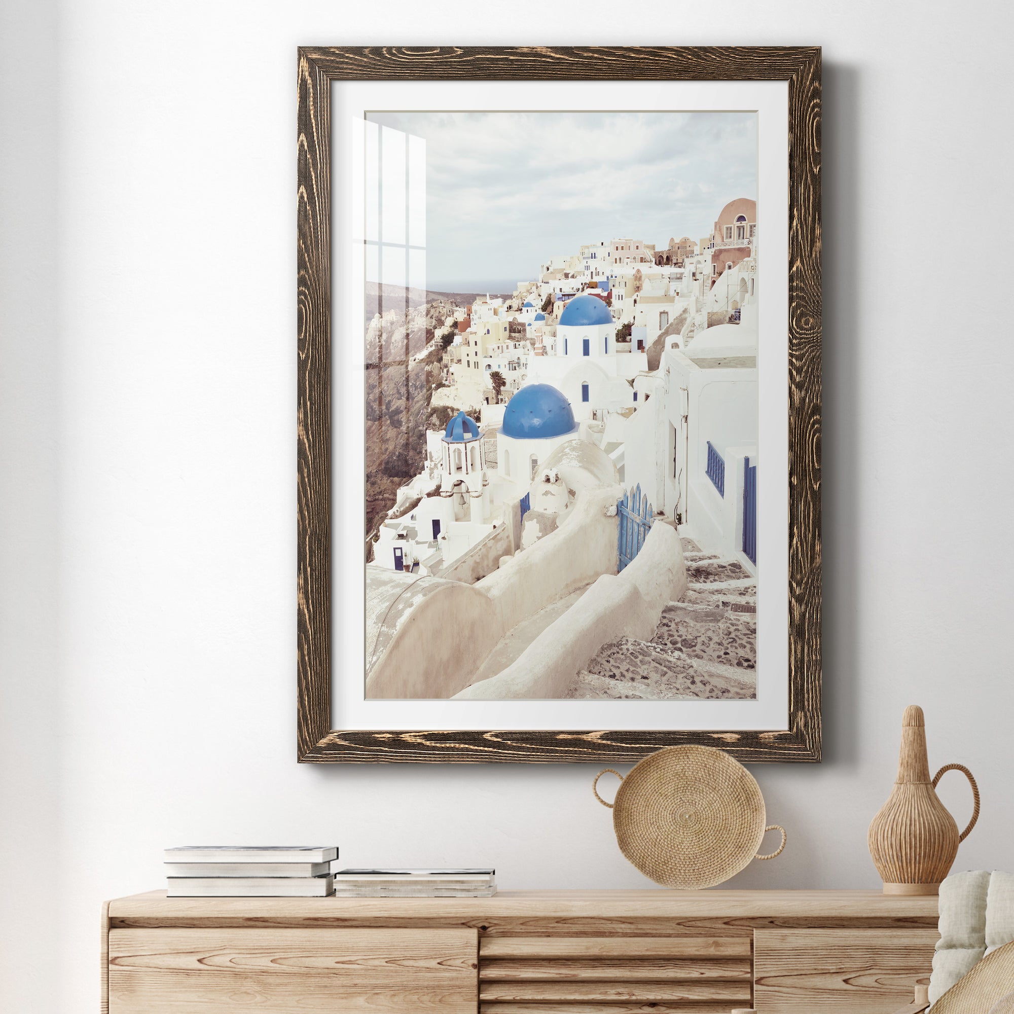 Santorini - Premium Framed Print - Distressed Barnwood Frame - Ready to Hang