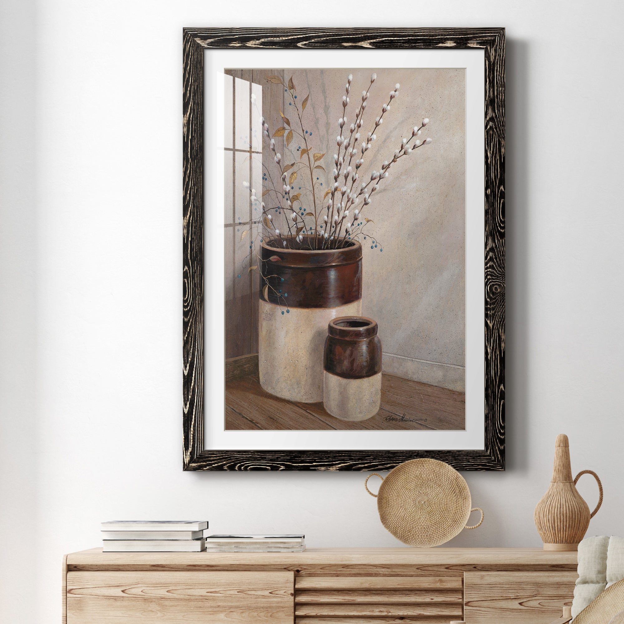 Pussywillows & Spring - Barnwood Framed Art Print