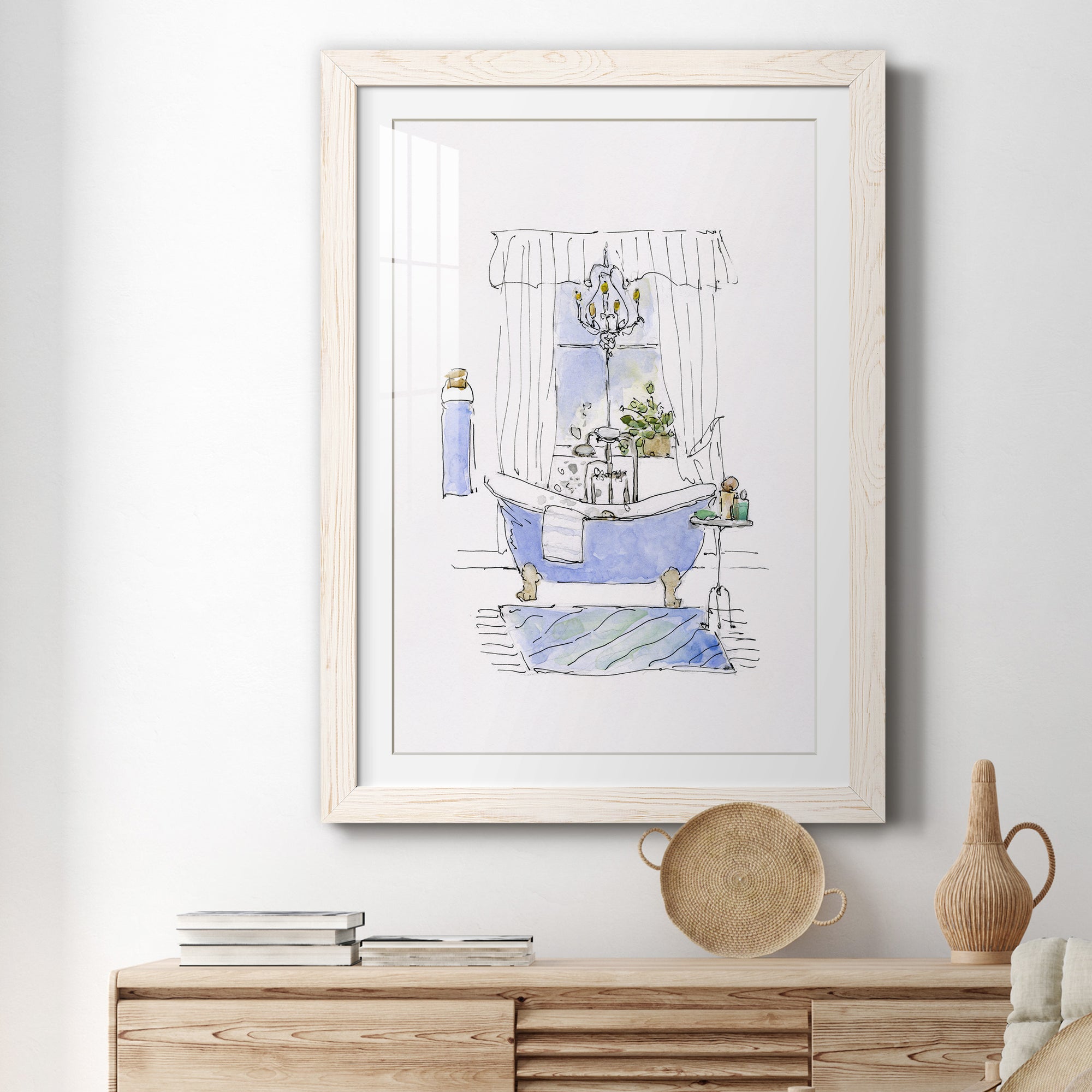 Sketchy Bath I - Premium Framed Print - Distressed Barnwood Frame - Ready to Hang