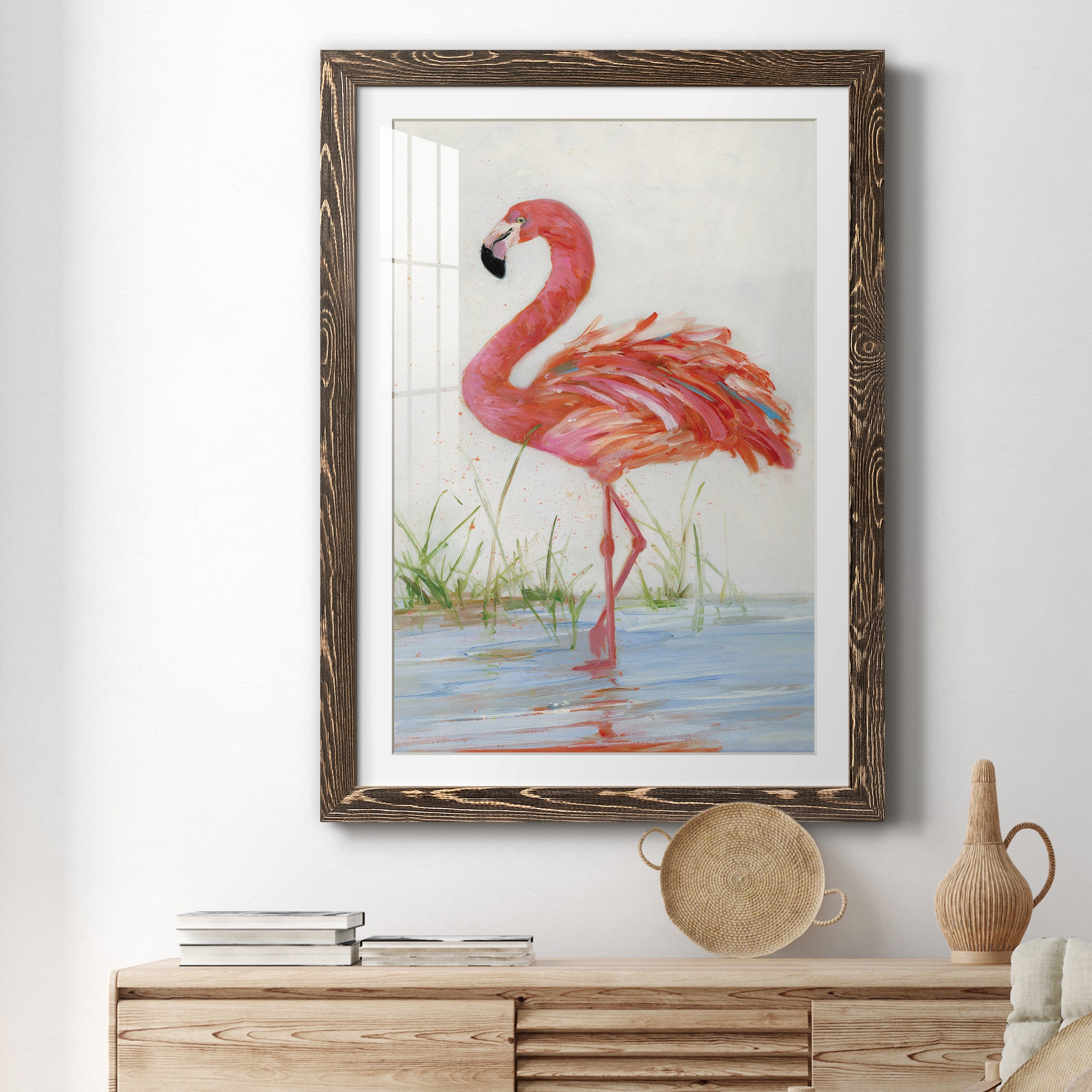 Flamingo II - Barnwood Framed Art Print
