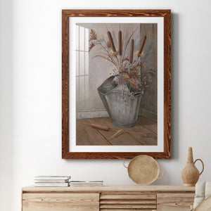 Berries & Cat Tails - Premium Framed Print - Distressed Barnwood Frame - Ready to Hang