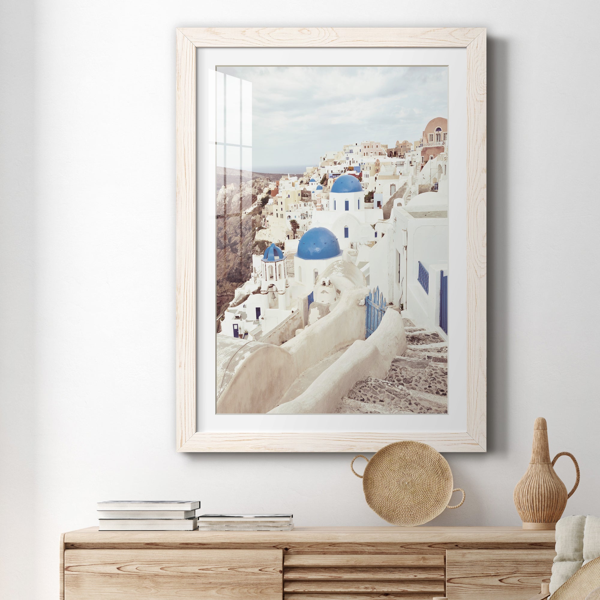 Santorini - Premium Framed Print - Distressed Barnwood Frame - Ready to Hang
