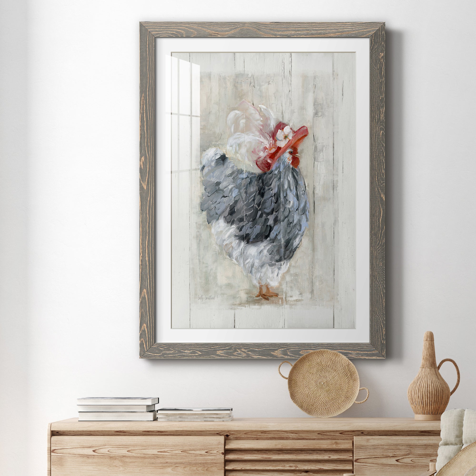 Sunday Best Hen - Barnwood Framed Art Print