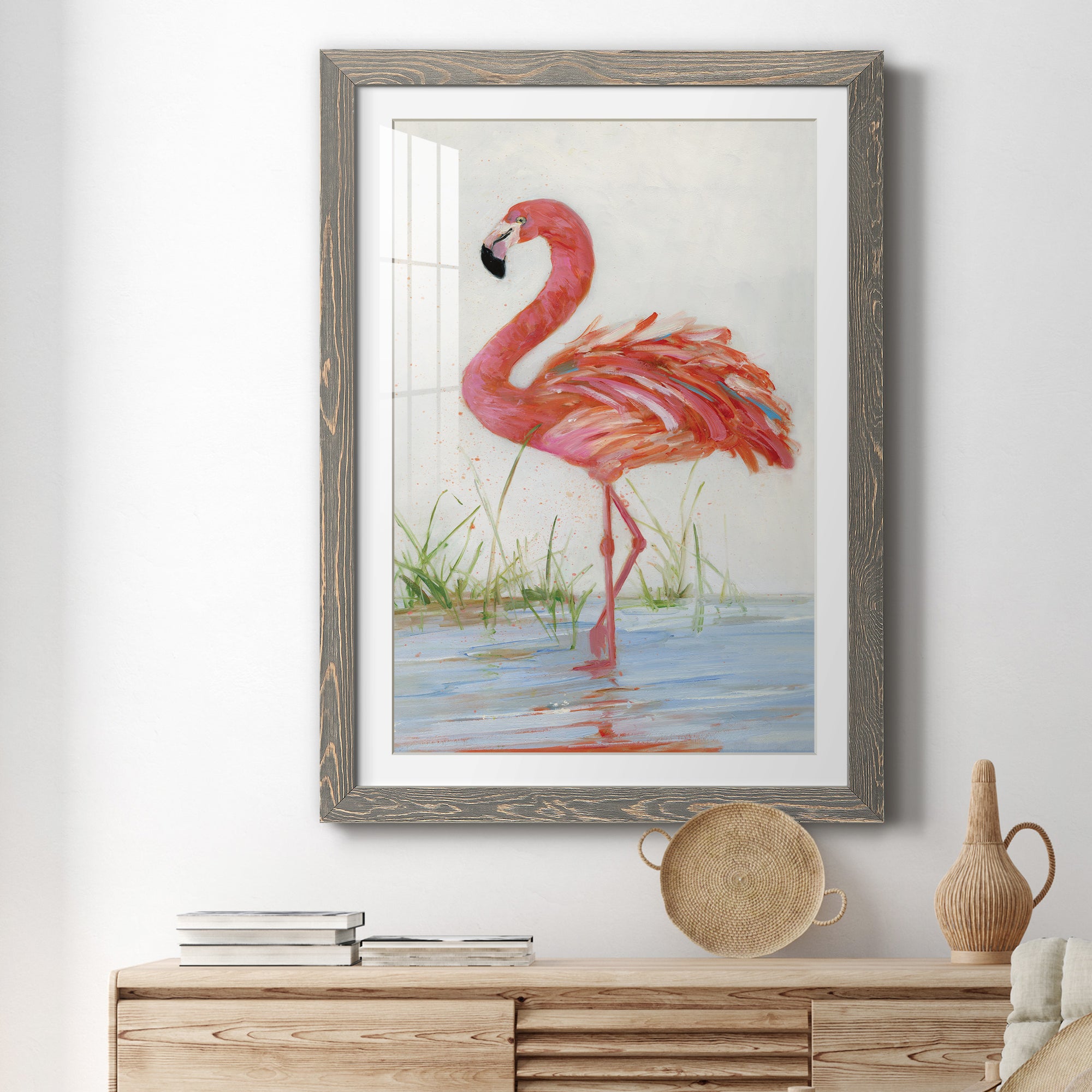 Flamingo II - Barnwood Framed Art Print