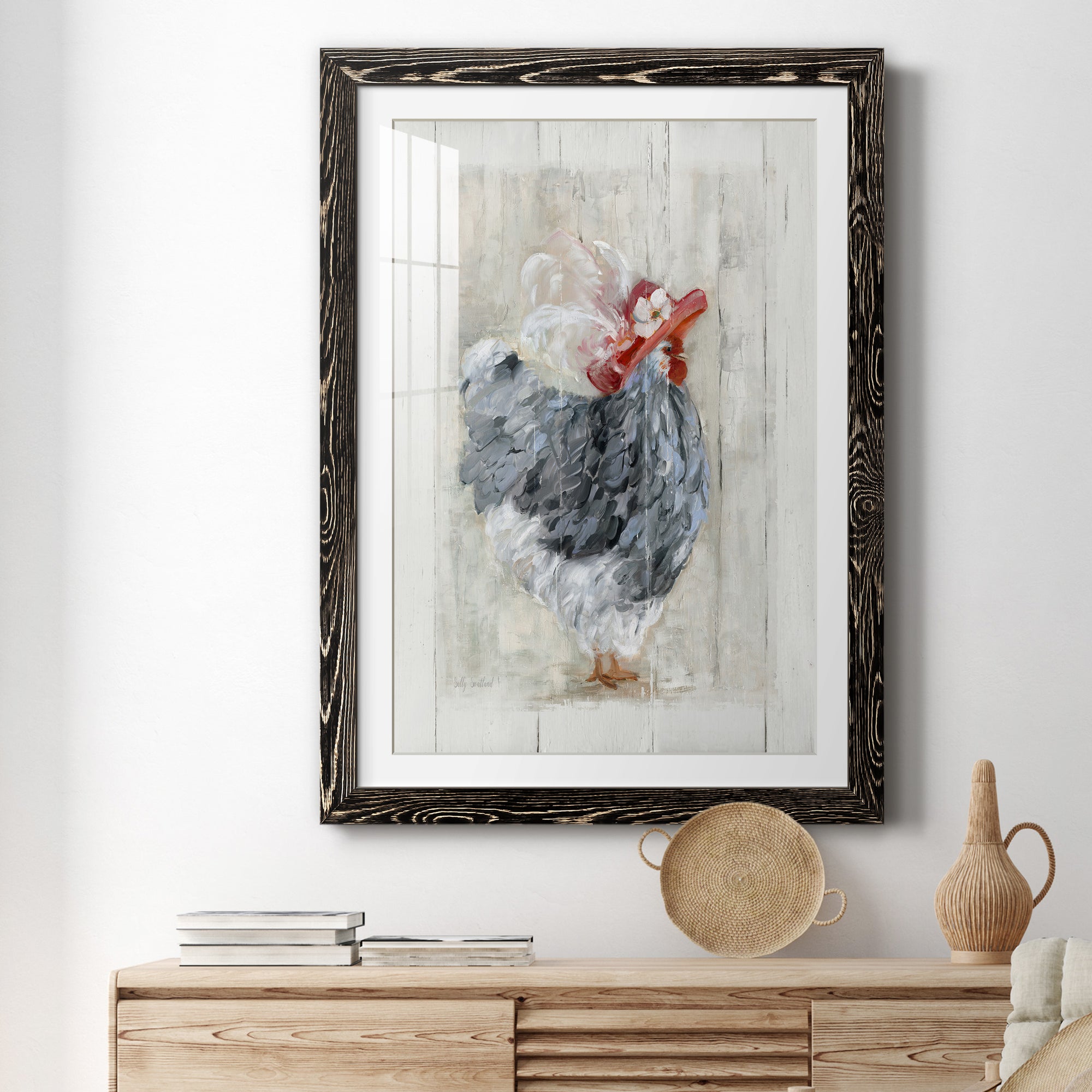 Sunday Best Hen - Barnwood Framed Art Print
