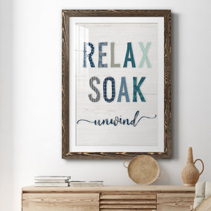 Relax Soak Unwind - Barnwood Framed Art Print