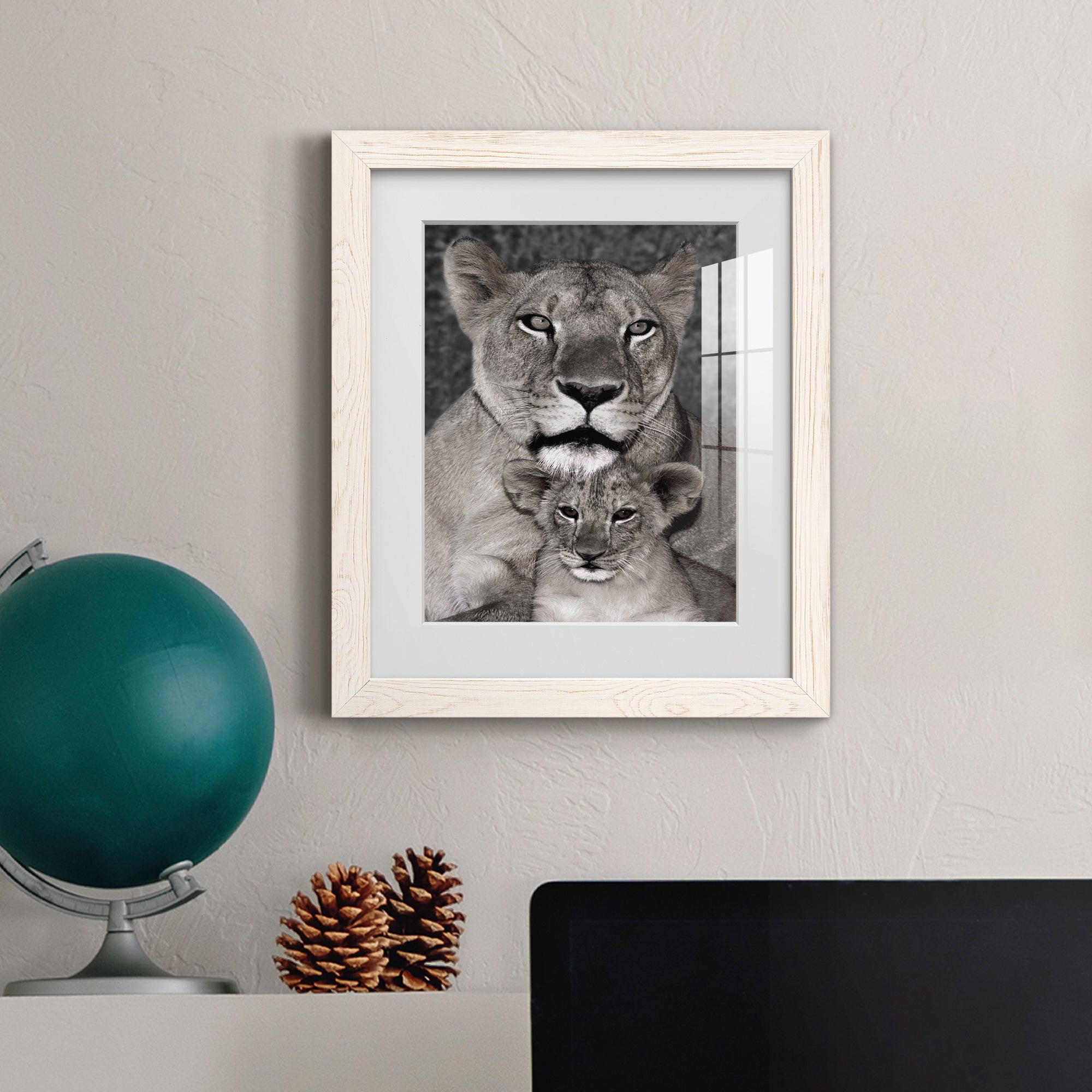 Lioness and Cub - Barnwood Framed Art Print