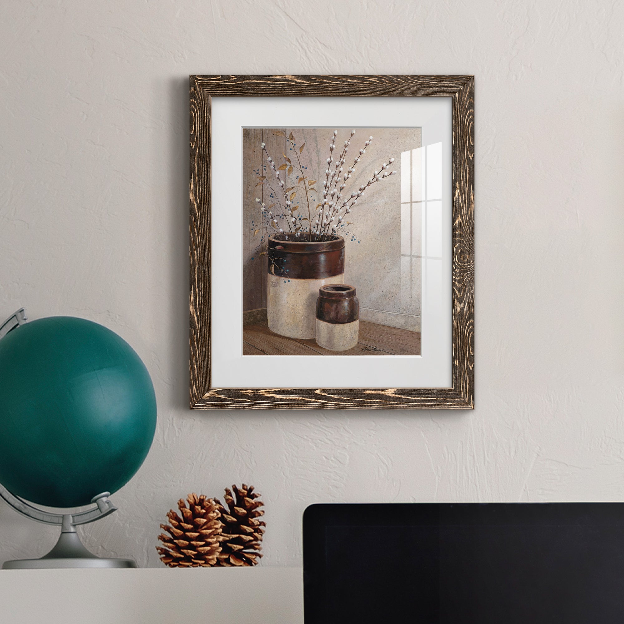 Pussywillows & Spring - Barnwood Framed Art Print