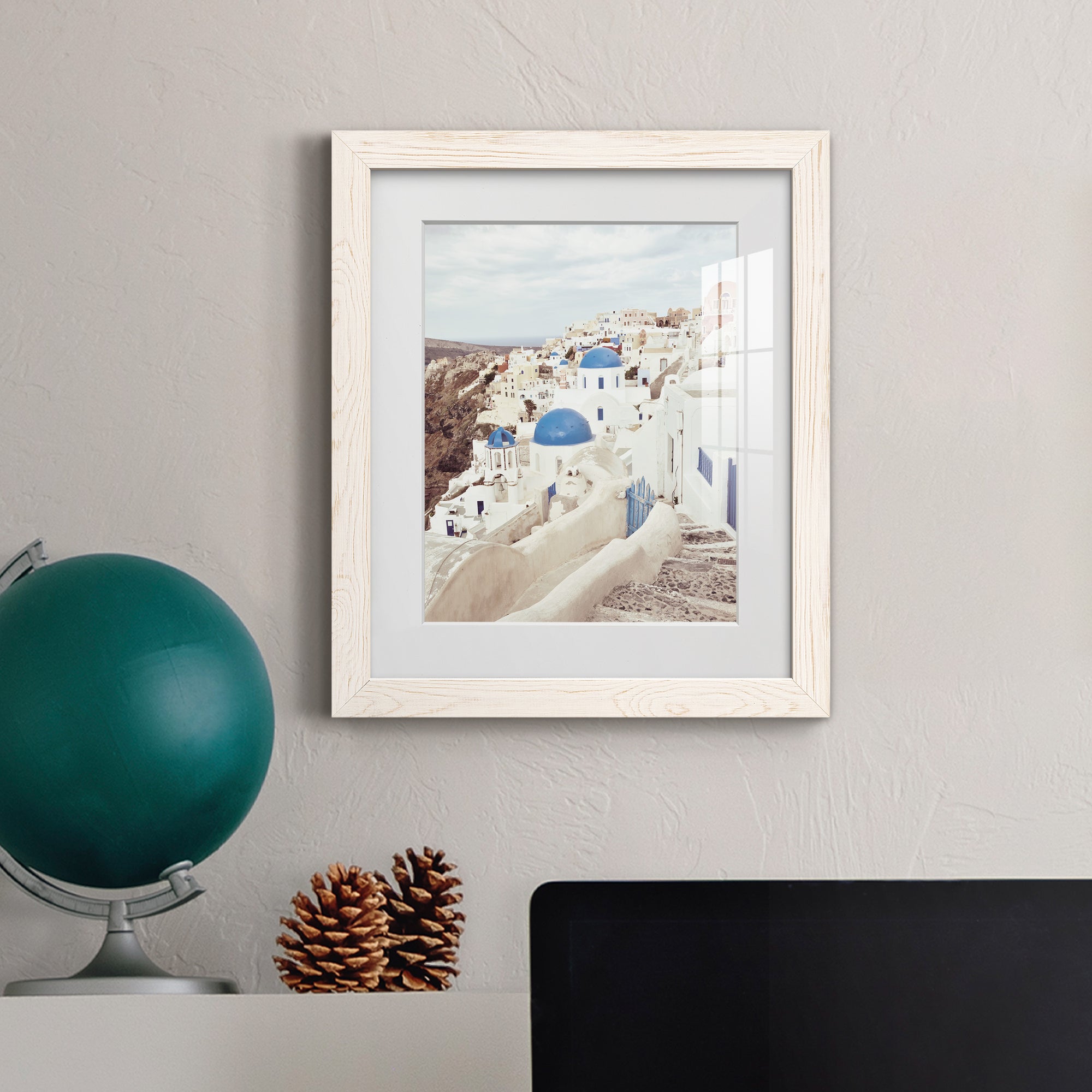 Santorini - Premium Framed Print - Distressed Barnwood Frame - Ready to Hang