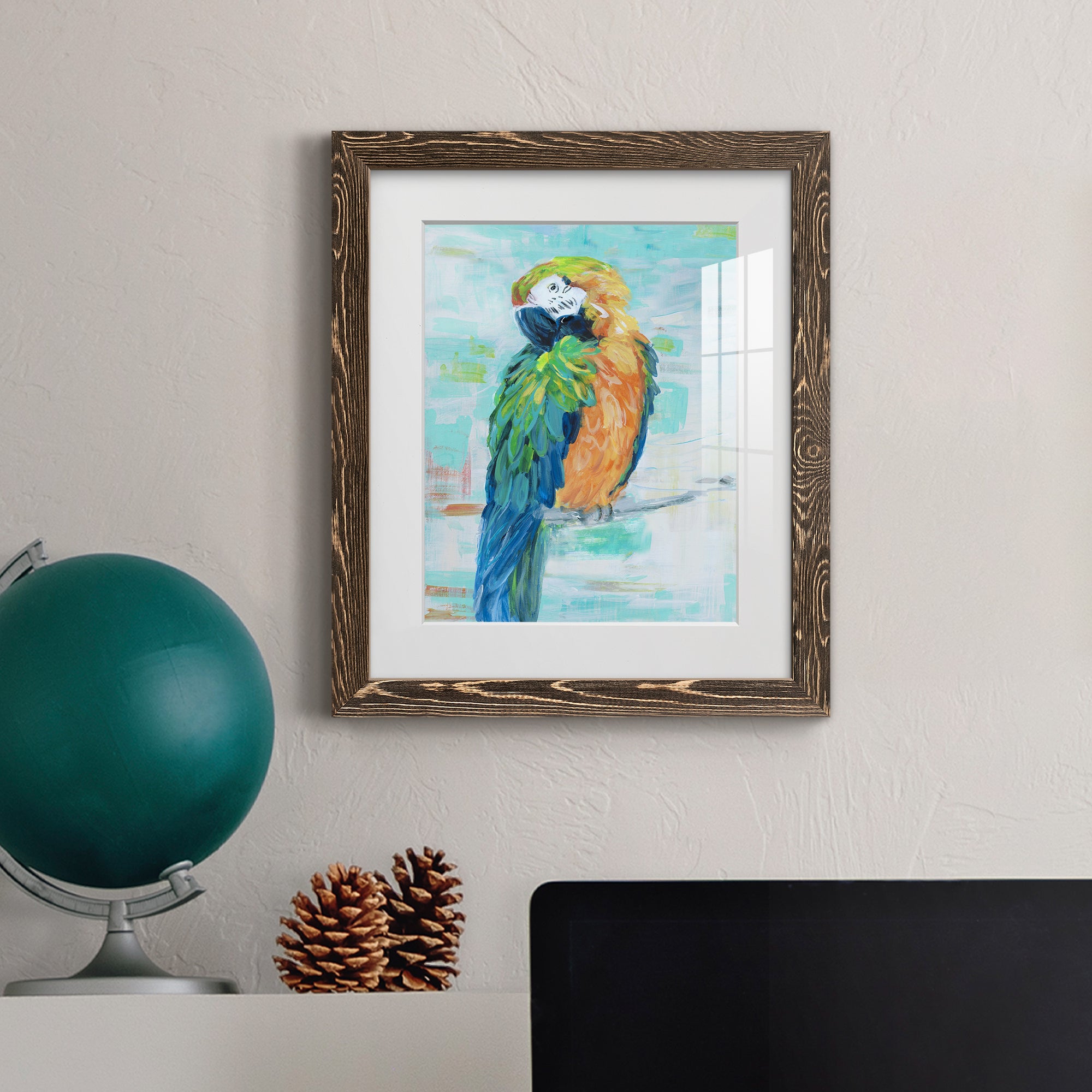 Island Parrot II - Premium Framed Print - Distressed Barnwood Frame - Ready to Hang